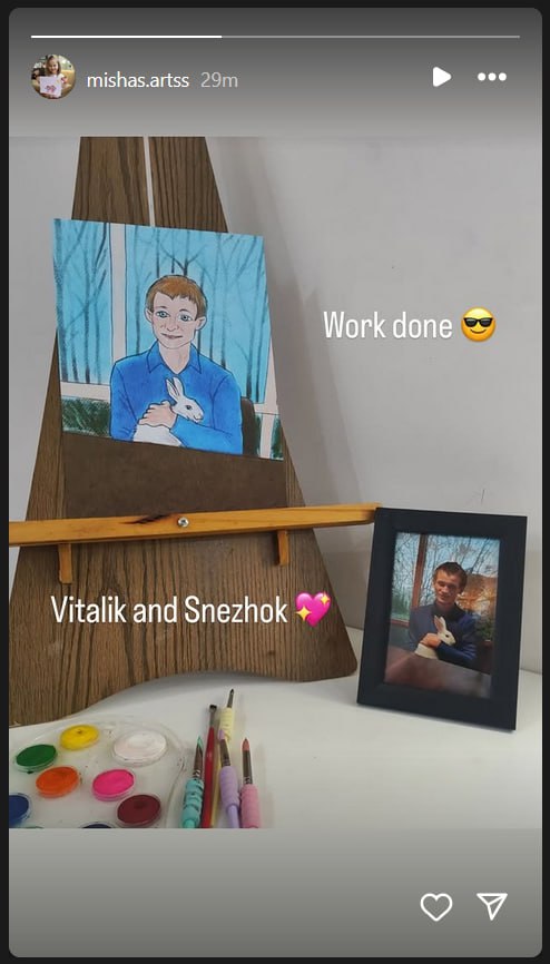Vitalik holding Snezhok - Original artwork